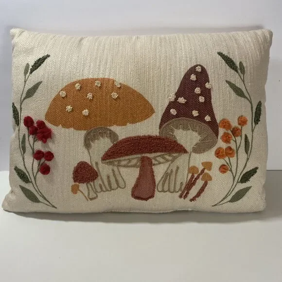 Lux Loom Mushroom Pillow Hand Woven Cotton Shroom Serenity Neutrals 14"x 20" - Picture 14 of 16